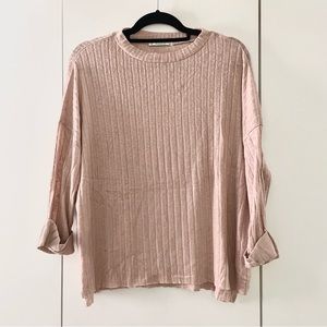 NWOT PULL&BEAR Super Soft Blush Pink Comfy Relaxed Fit Cozy Light Top Size S